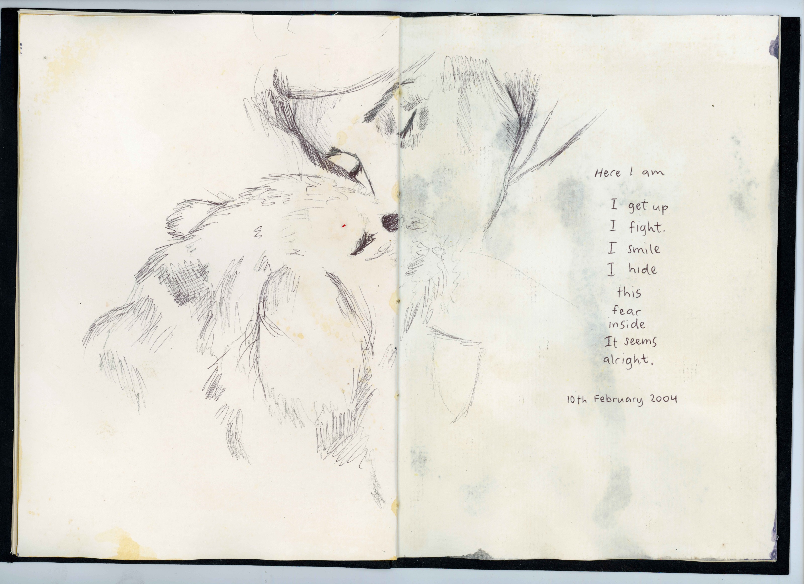 Balladry Vortex — A drawing and the poem Here I am